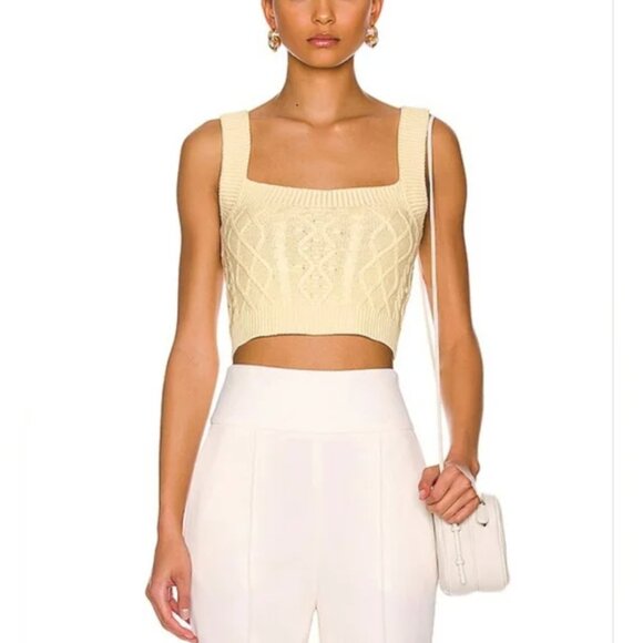 REVOLVE Loulou Studio Paris butter yellow knit crop top midi silk & linen yarn M - Picture 7 of 9